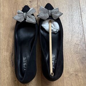 J. Crew Black heels in size 7 with silver Bow